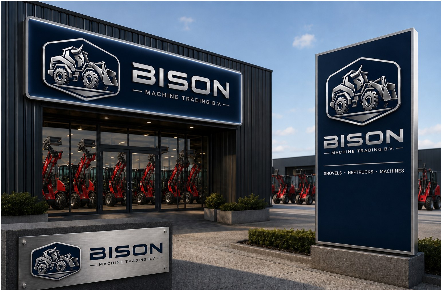 Bison showroom met machines
